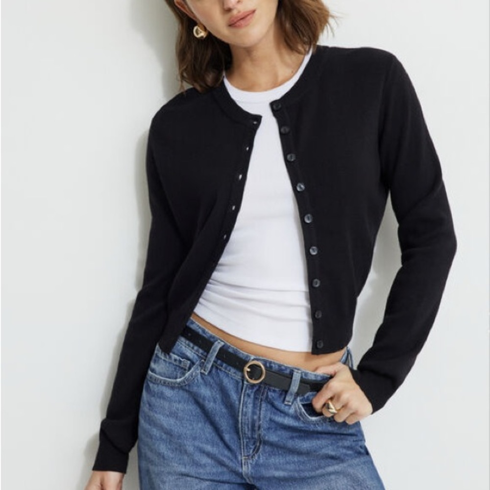Dynamite Black Button-Up Cardigan